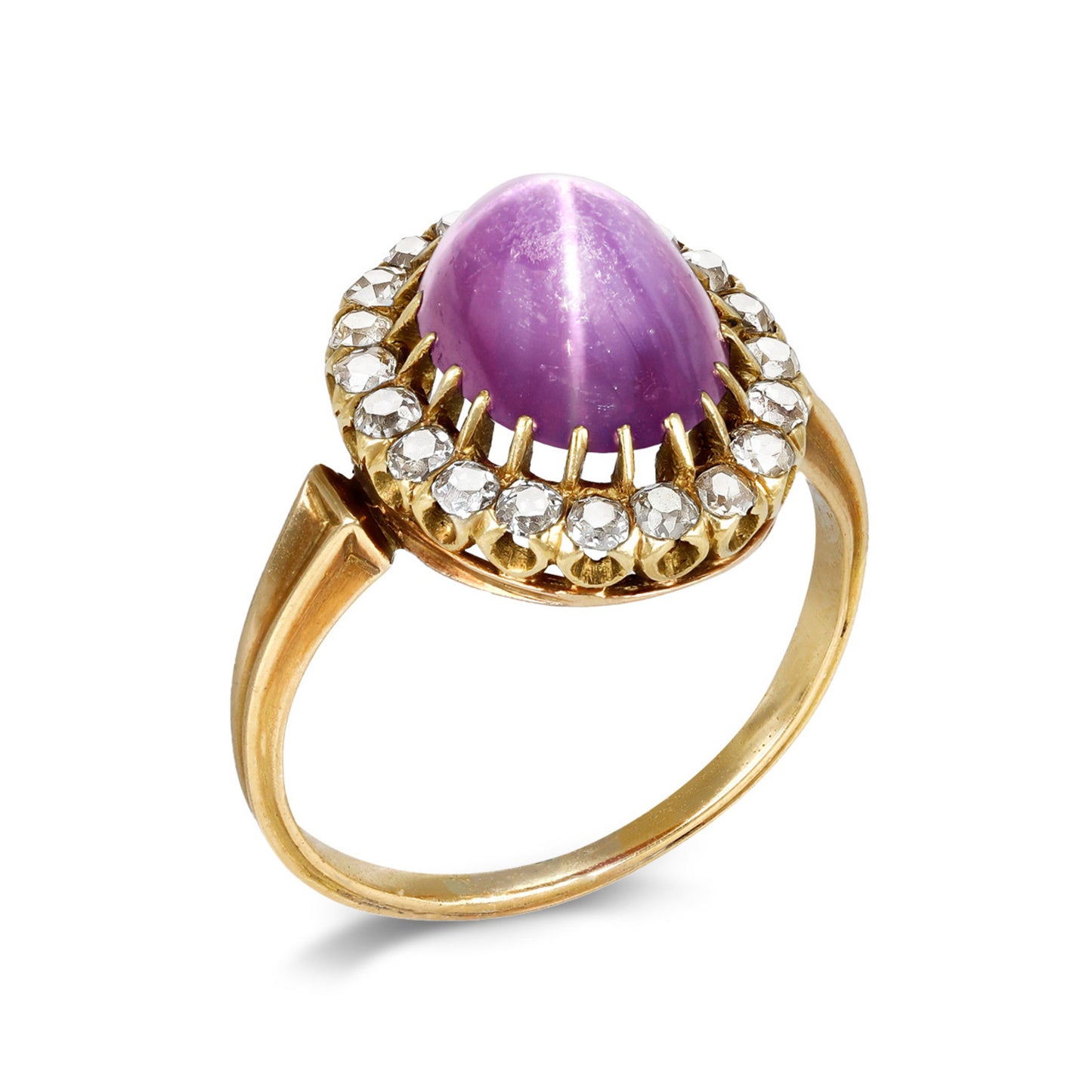 Victorian 18KT Yellow Gold Star Ruby & Diamond Ring profile