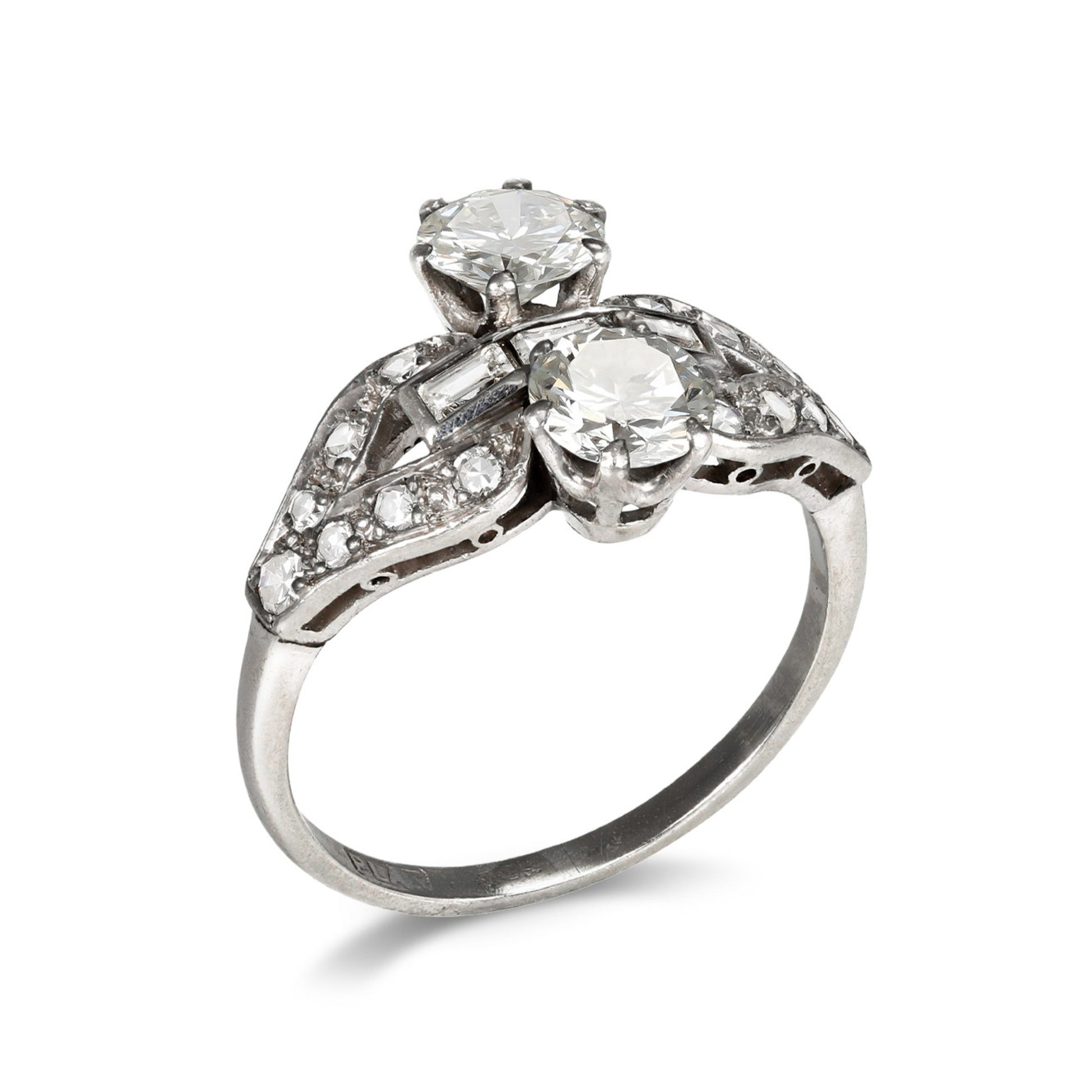 Art Deco Platinum Diamond Ring profile