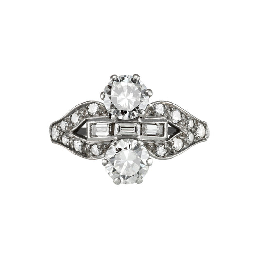 Art Deco Platinum Diamond Ring front