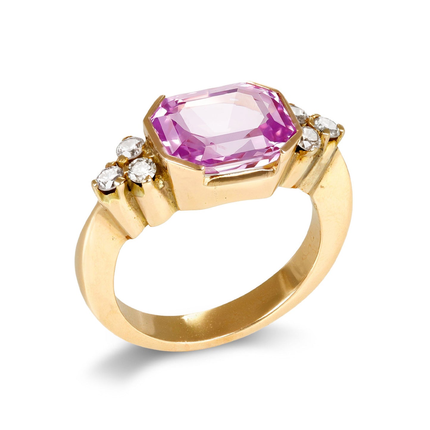 1970s 18KT Rose Gold Sapphire & Diamond Ring profile