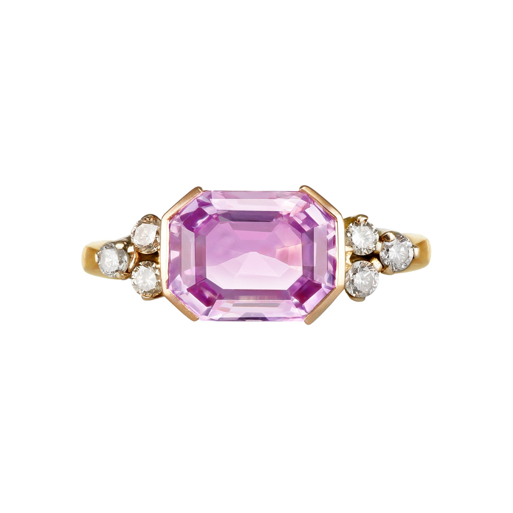 1970s 18KT Rose Gold Sapphire & Diamond Ring front