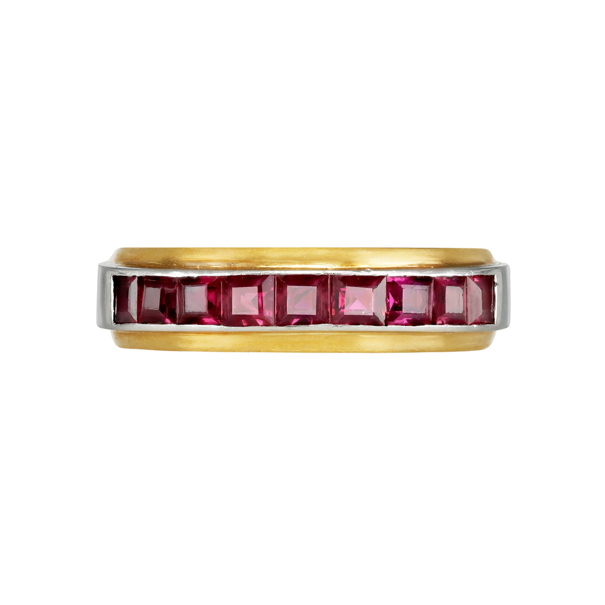 Hemmerle German 1970s Platinum & 18KT Yellow Gold Ruby Ring front