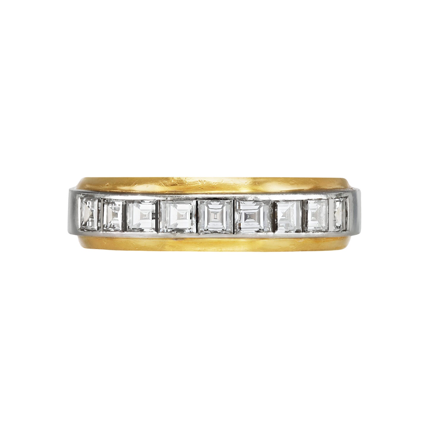 Hemmerle German 1970s Platinum & 18KT Yellow Gold Diamond Ring front