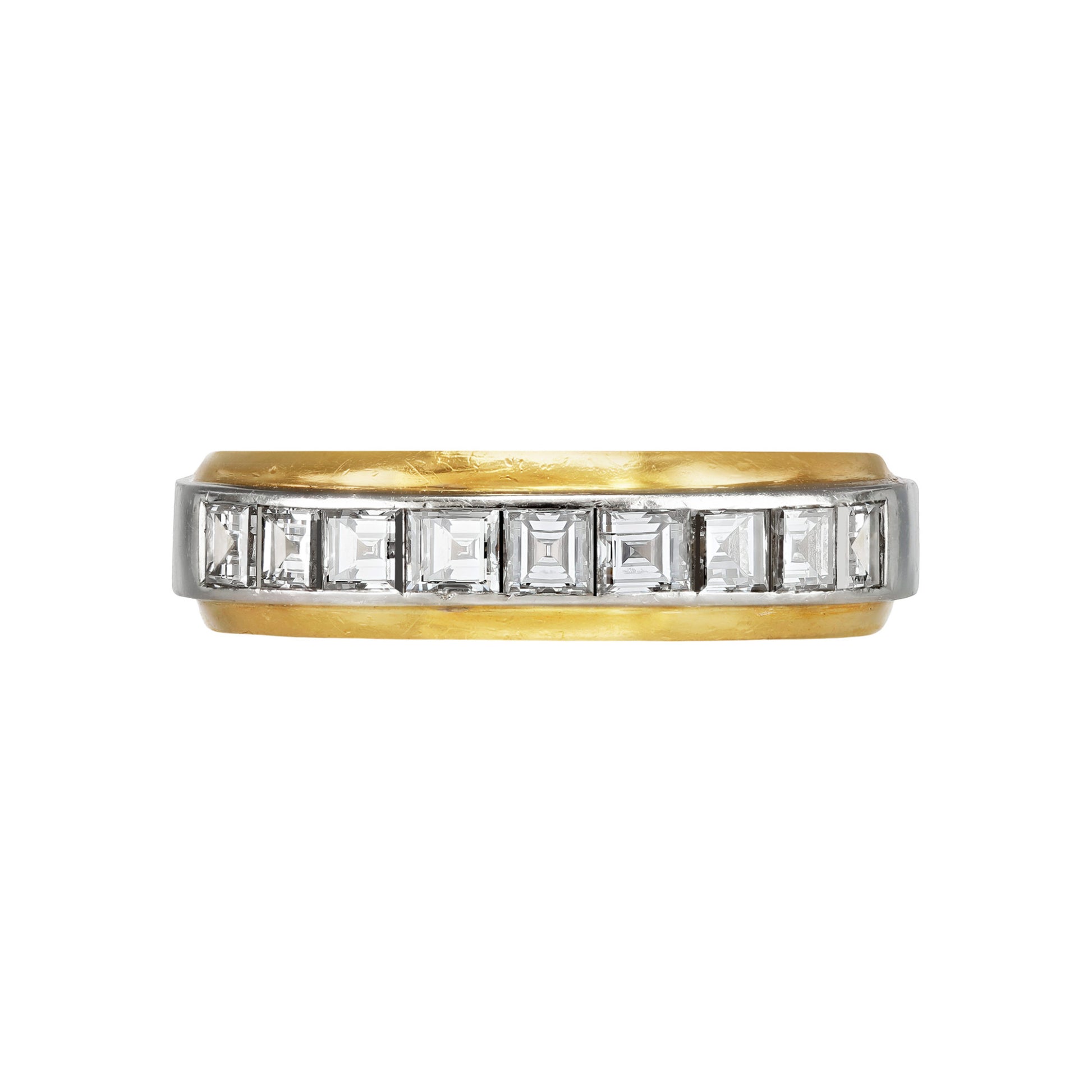 Hemmerle German 1970s Platinum & 18KT Yellow Gold Diamond Ring front