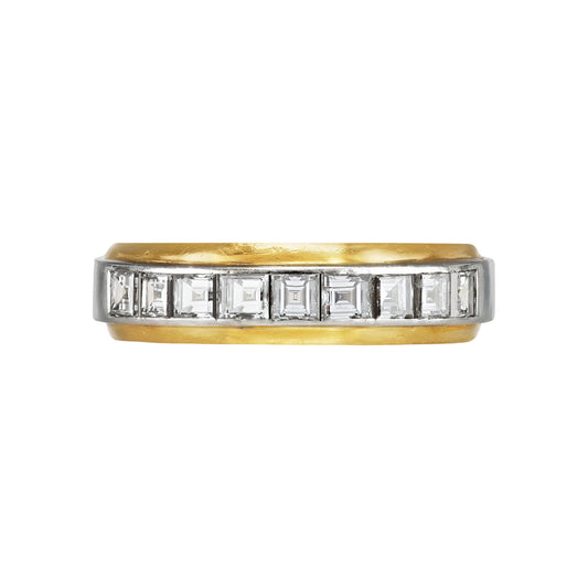 Hemmerle German 1970s Platinum & 18KT Yellow Gold Diamond Ring front