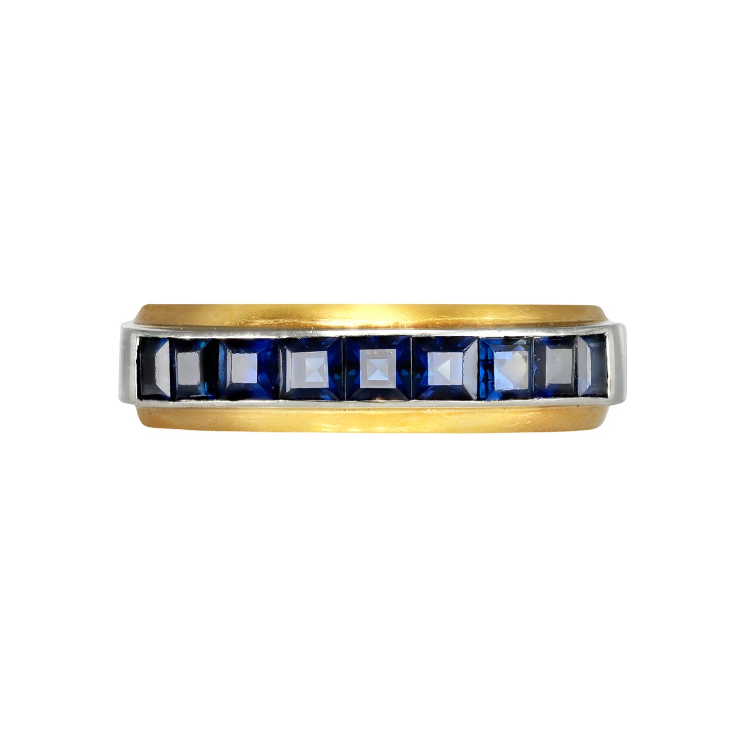 Hemmerle German 1970s Platinum & 18KT Yellow Gold Sapphire Ring front