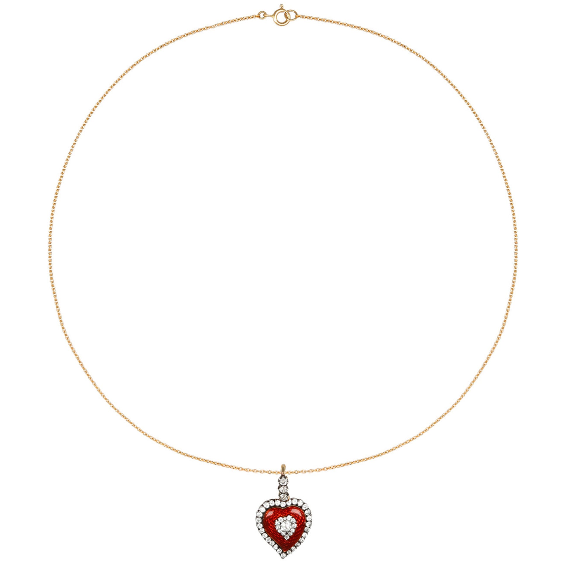 Victorian Silver & 18KT Yellow Gold Diamond & Enamel Necklace front