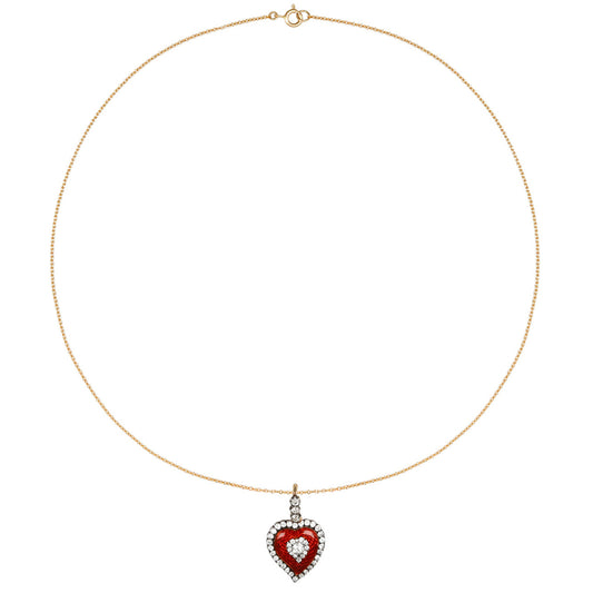 Victorian Silver & 18KT Yellow Gold Diamond & Enamel Necklace front