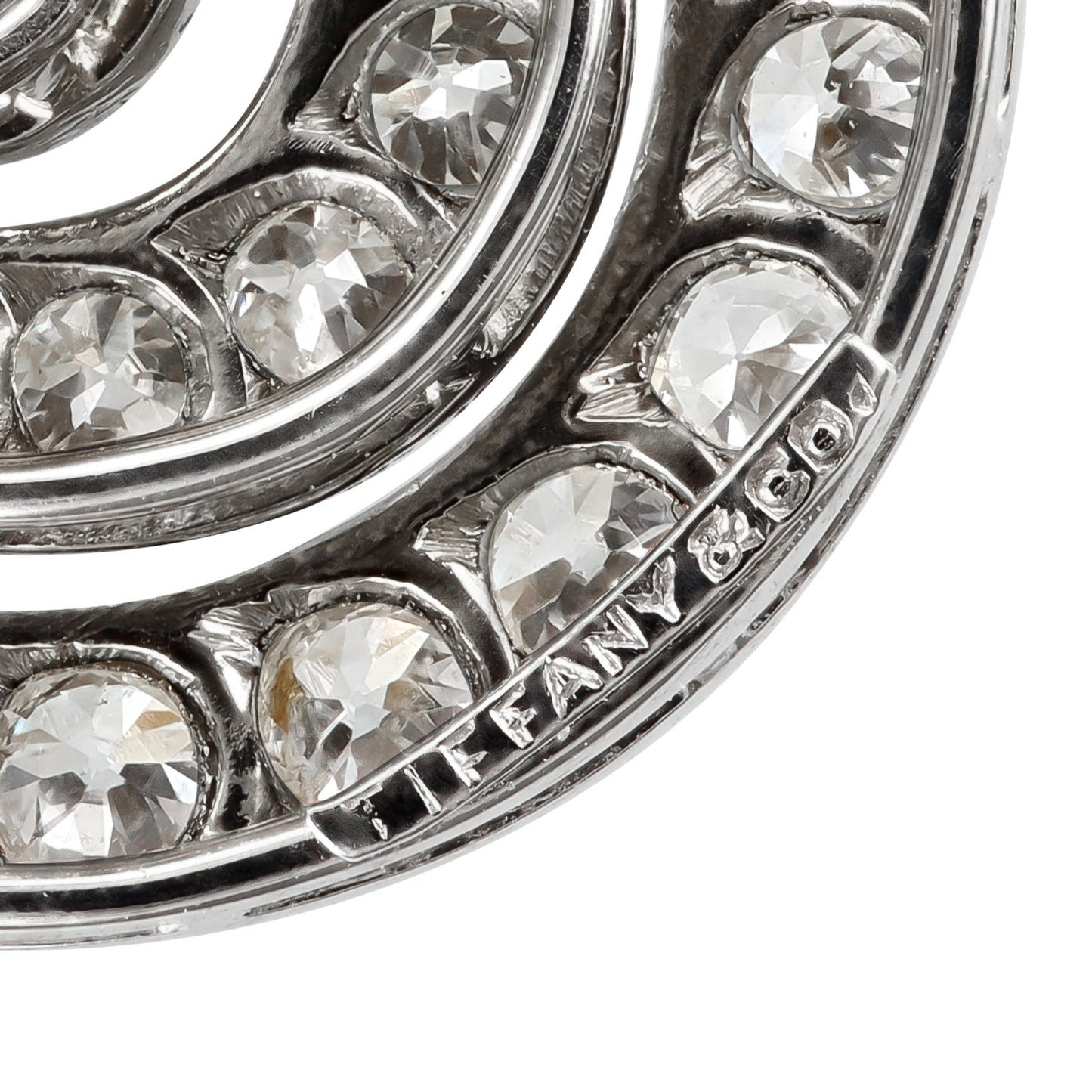 Tiffany & Co. American Art Deco Platinum Diamond Pendant signature