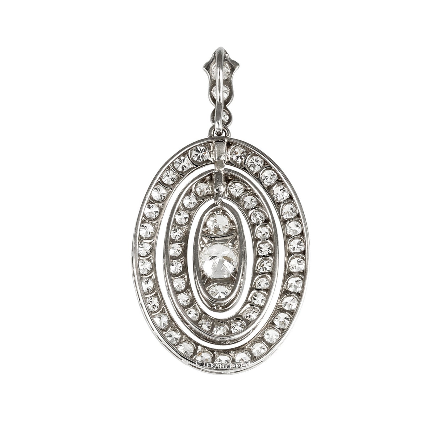 Tiffany & Co. American Art Deco Platinum Diamond Pendant back
