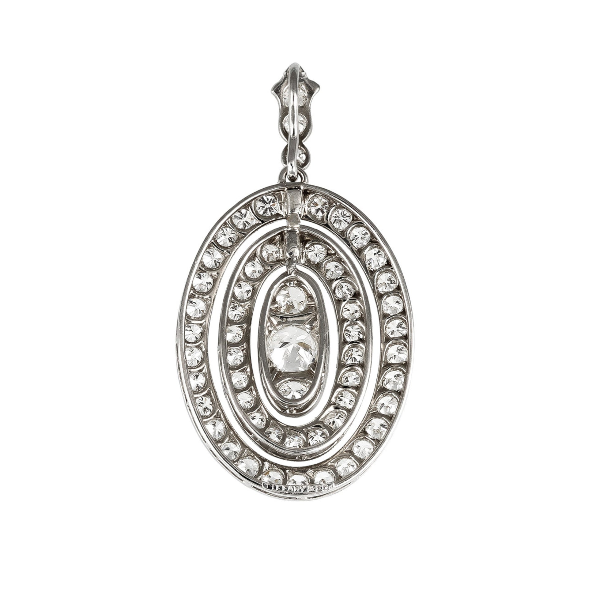 Tiffany & Co. American Art Deco Platinum Diamond Pendant back