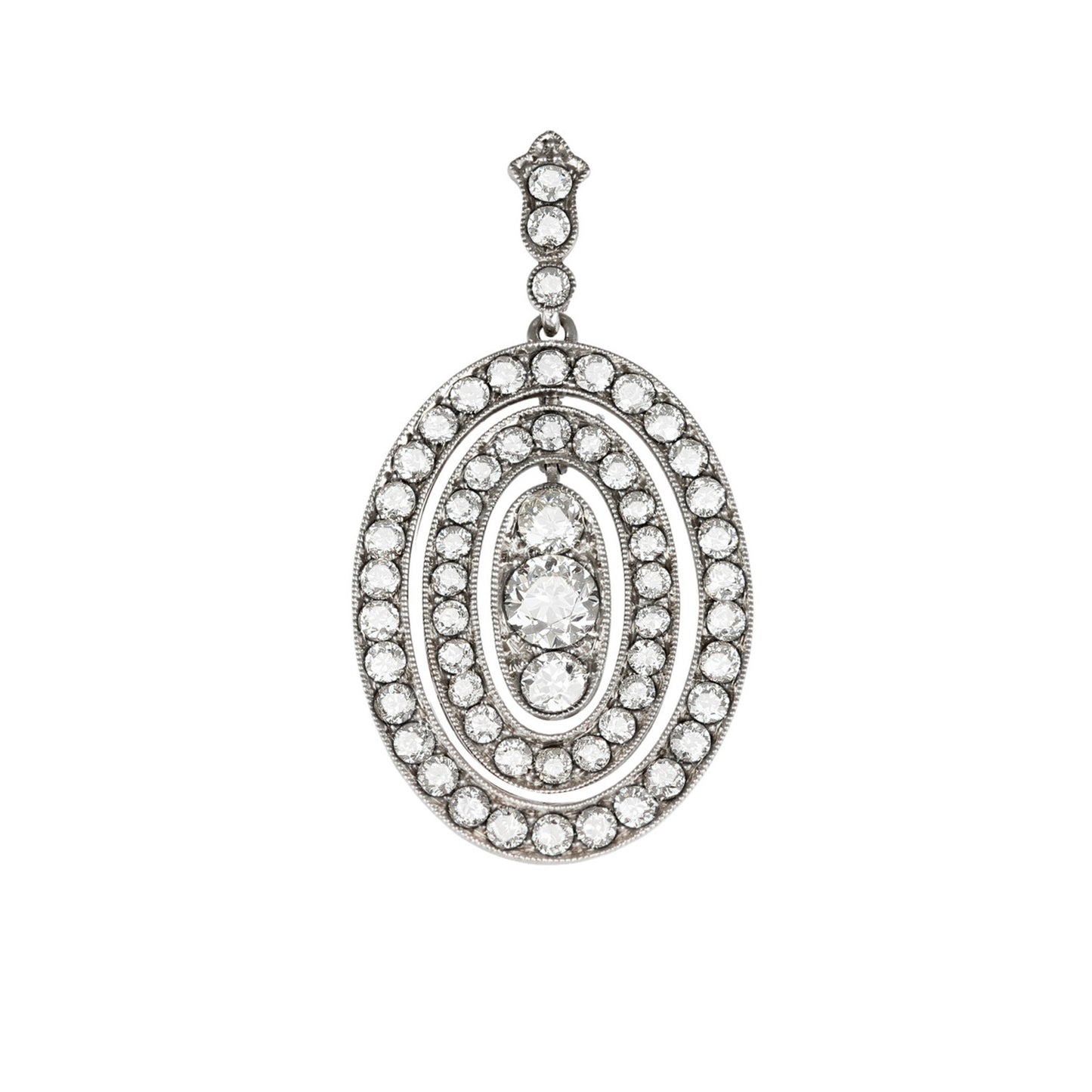 Tiffany & Co. American Art Deco Platinum Diamond Pendant front