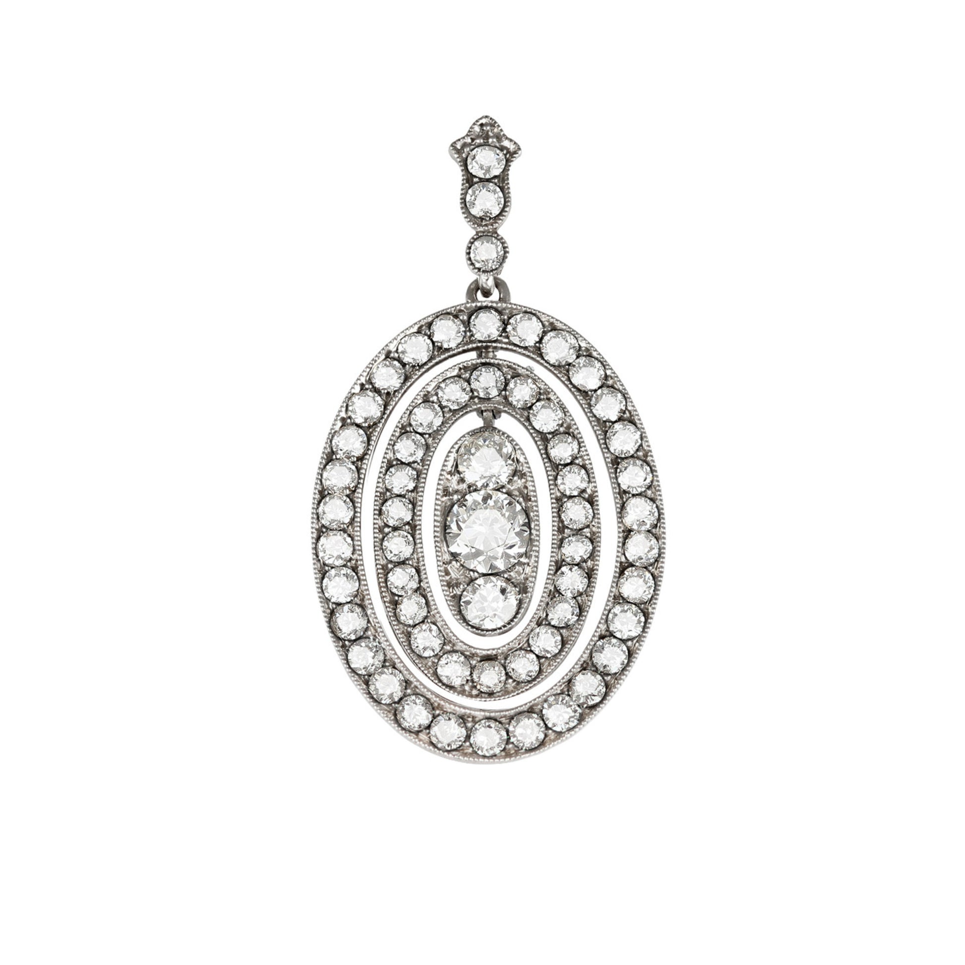 Tiffany & Co. American Art Deco Platinum Diamond Pendant front