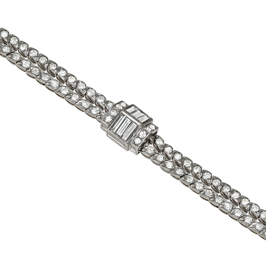 Swedish 1950s Platinum Diamond Necklace details