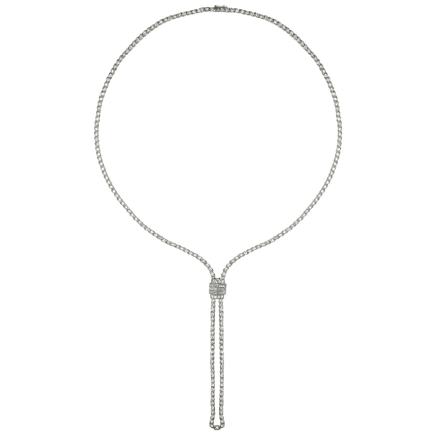 Swedish 1950s Platinum Diamond Necklace front