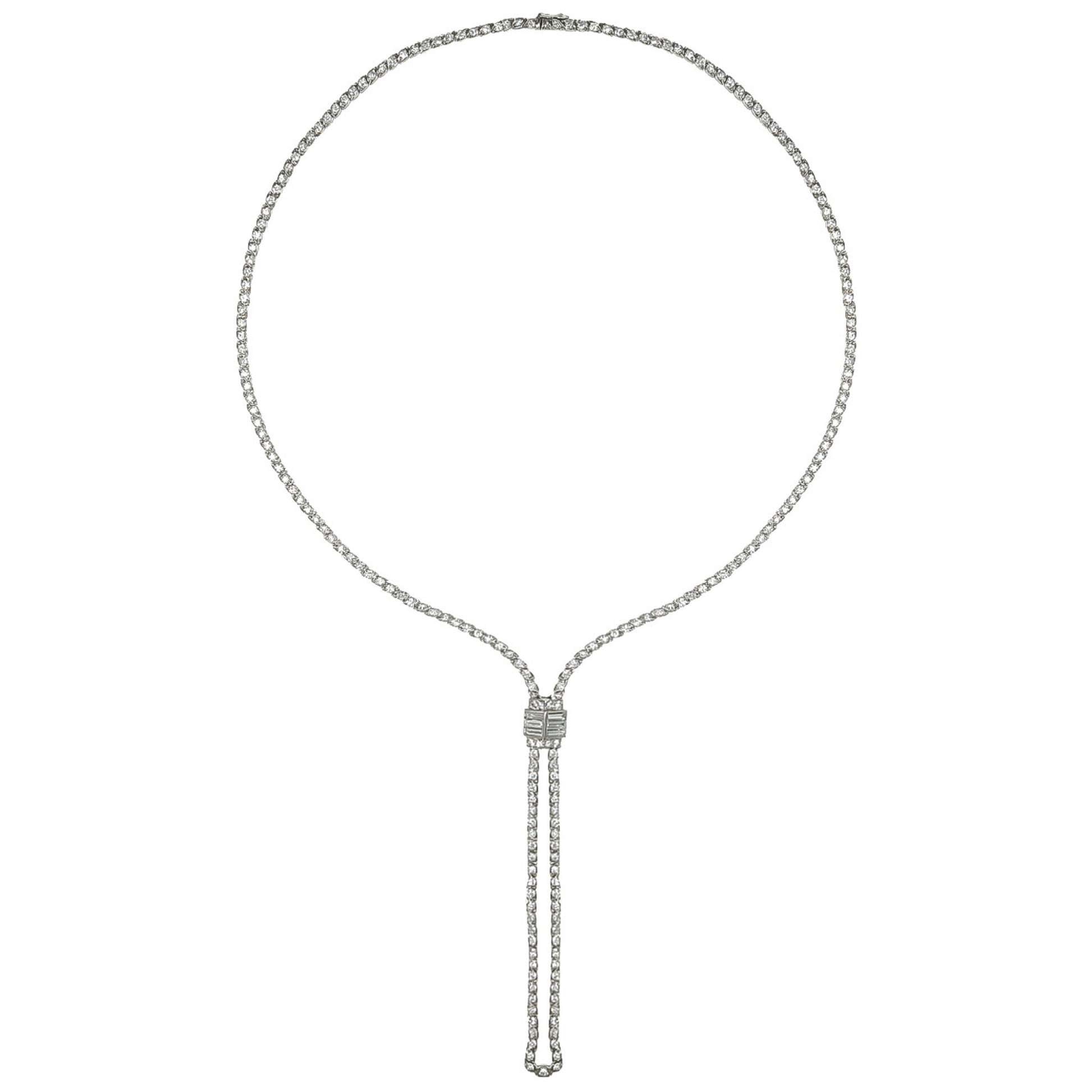 Swedish 1950s Platinum Diamond Necklace front