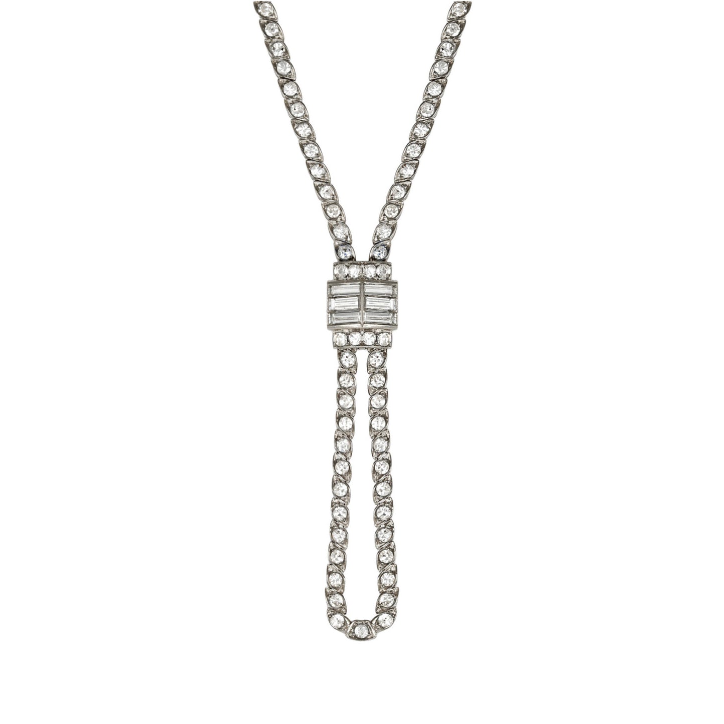 Swedish 1950s Platinum Diamond Necklace front