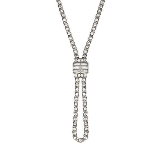 Swedish 1950s Platinum Diamond Necklace front