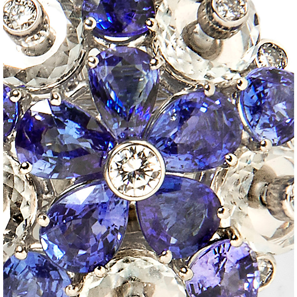 Aletto Bros Post-1980s Platinum Sapphire, Diamond & Rock Crystal Earrings close up details