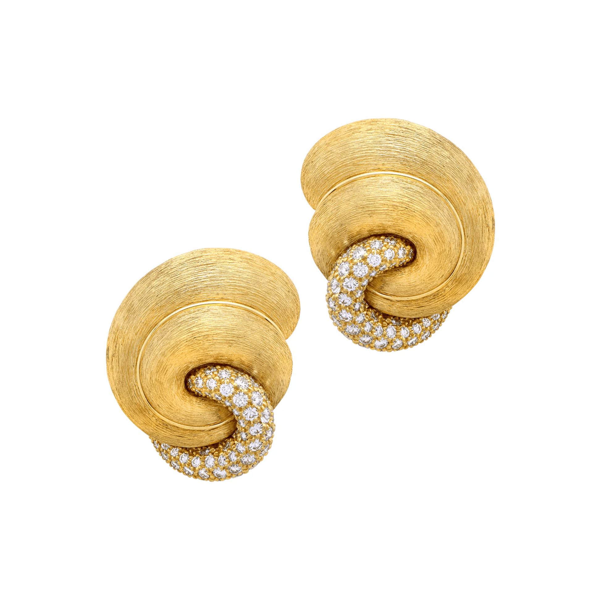 Henry Dunay Post-1980s 18KT Yellow Gold Diamond Earrings front