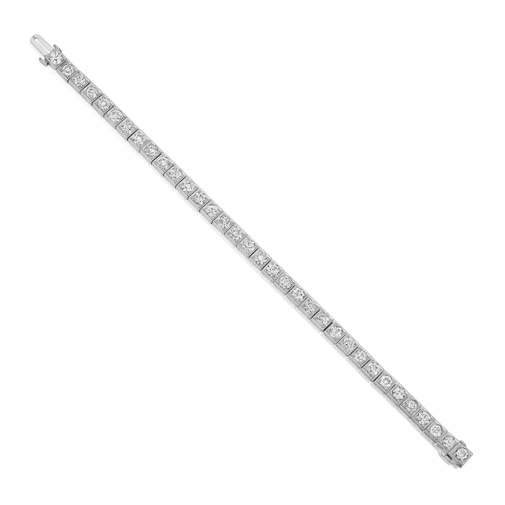 Art Deco Platinum Diamond Bracelet front