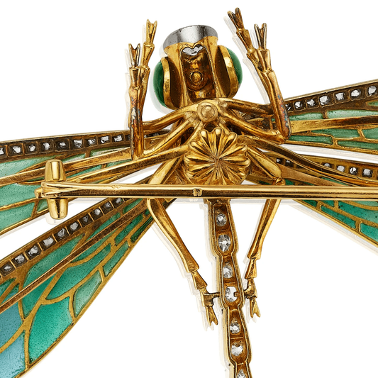 Edgar Bensé France Art Nouveau Silver, Platinum & 18KT Yellow Gold Diamond, Enamel Brooch stamp