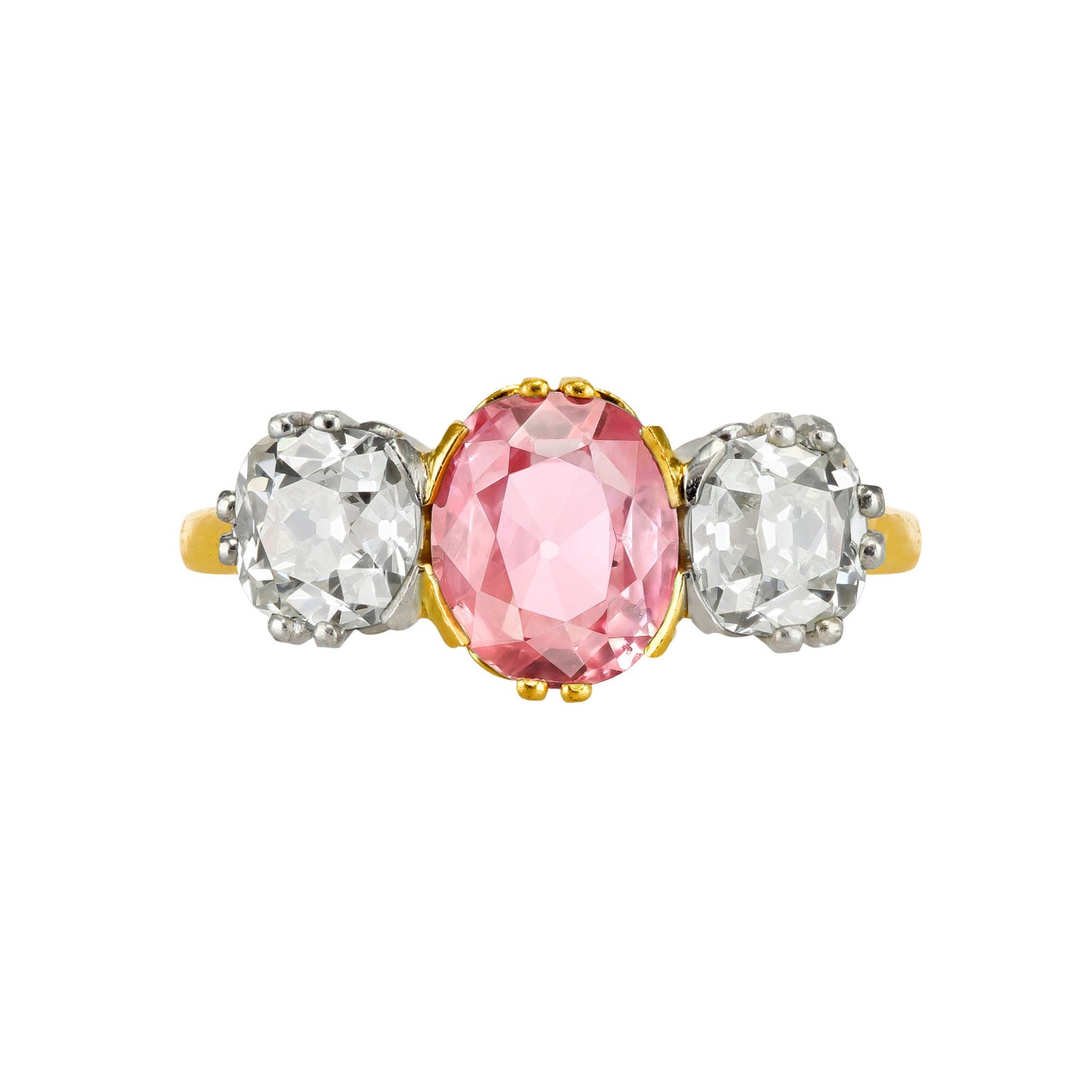 Edwardian Platinum & 18KT Yellow Gold Sapphire & Diamond Ring front