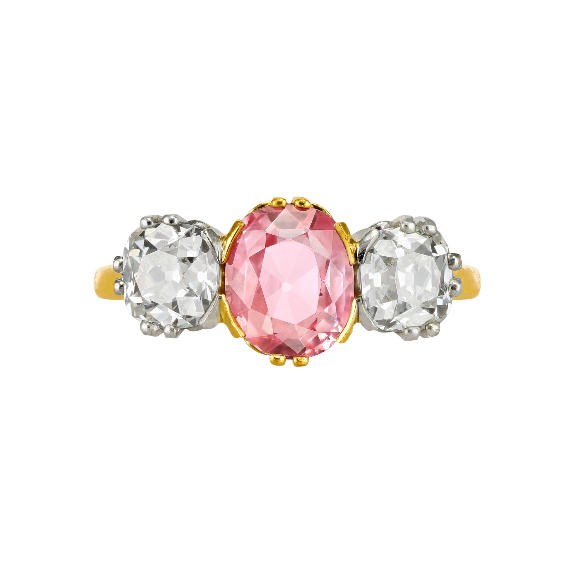 Edwardian Platinum & 18KT Yellow Gold Sapphire & Diamond Ring front