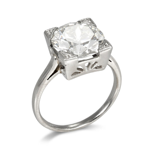 Art Deco Platinum Diamond Ring profile