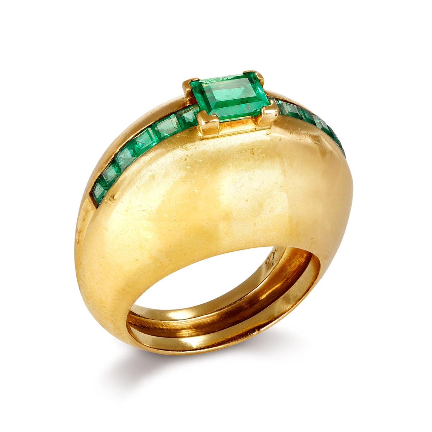 Cartier Paris 1960s 18KT Yellow Gold Emerald Ring profile