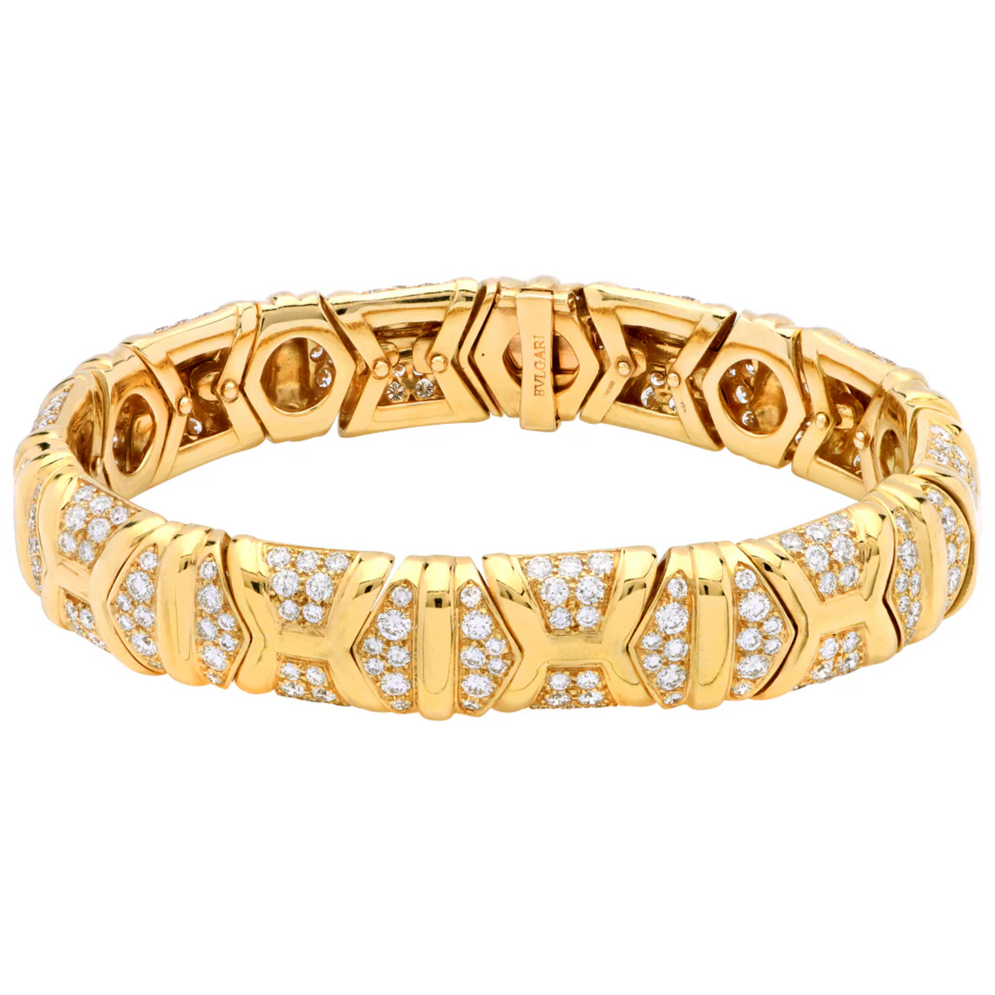 Bulgari Post-1980s 18KT Yellow Gold Diamond Bracelet front
