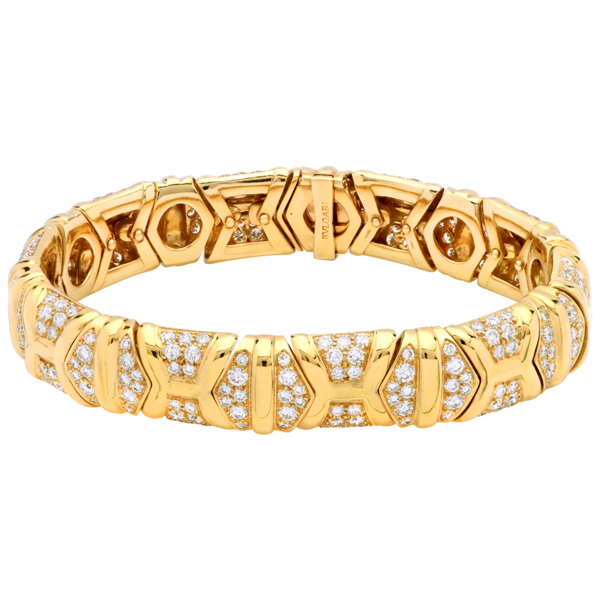 Bulgari Post-1980s 18KT Yellow Gold Diamond Bracelet front