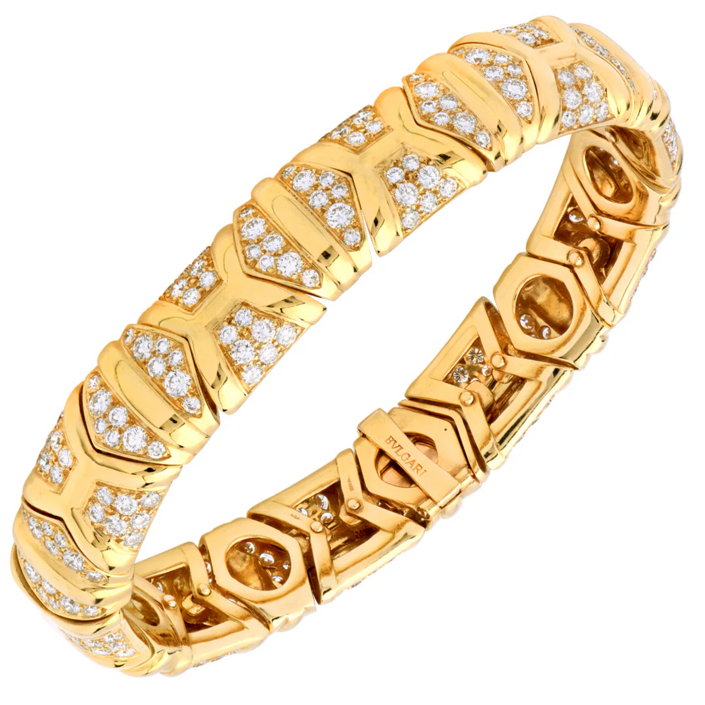 Bulgari Post-1980s 18KT Yellow Gold Diamond Bracelet front