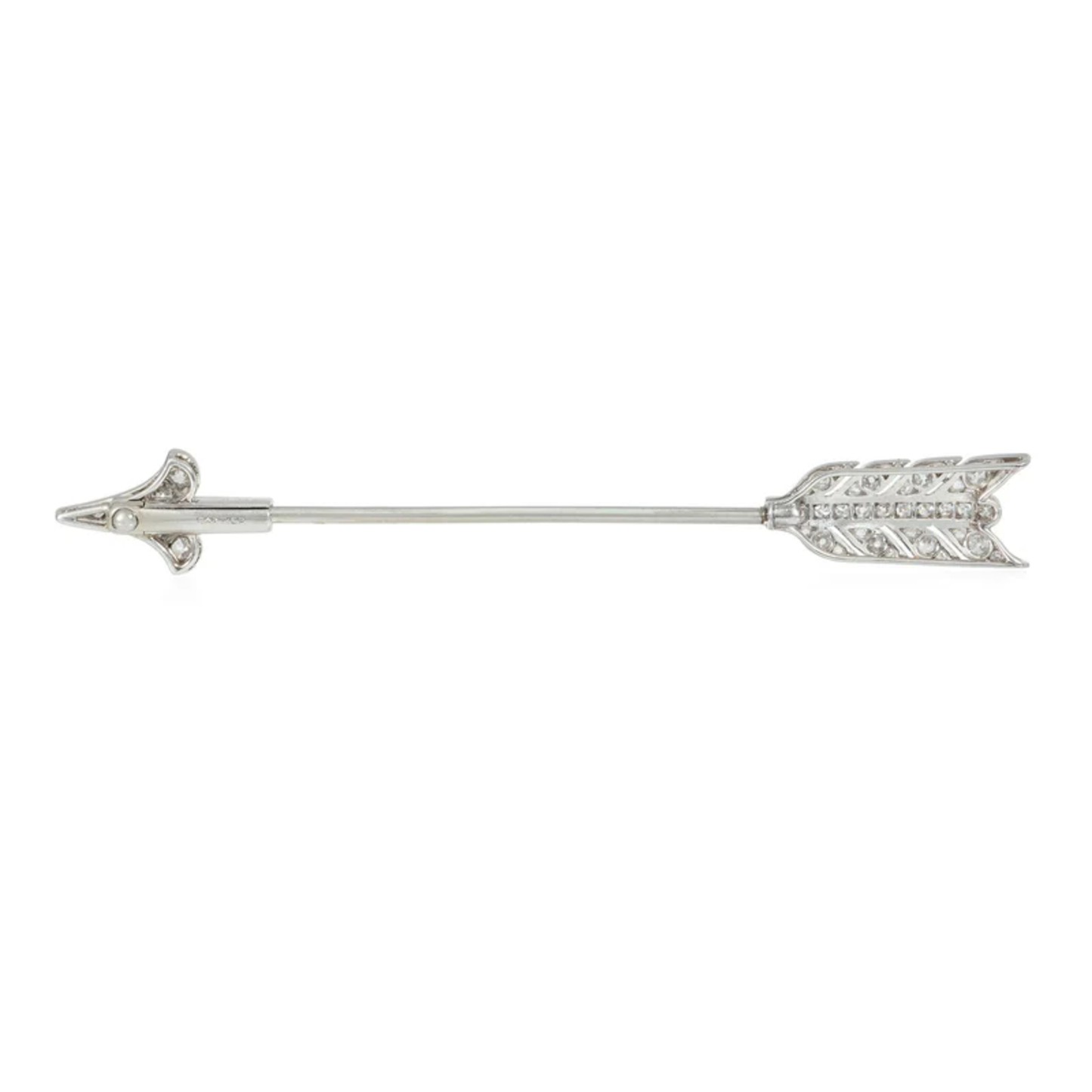Cartier Art Deco Platinum & 18KT Yellow Gold Diamond Arrow Brooch back