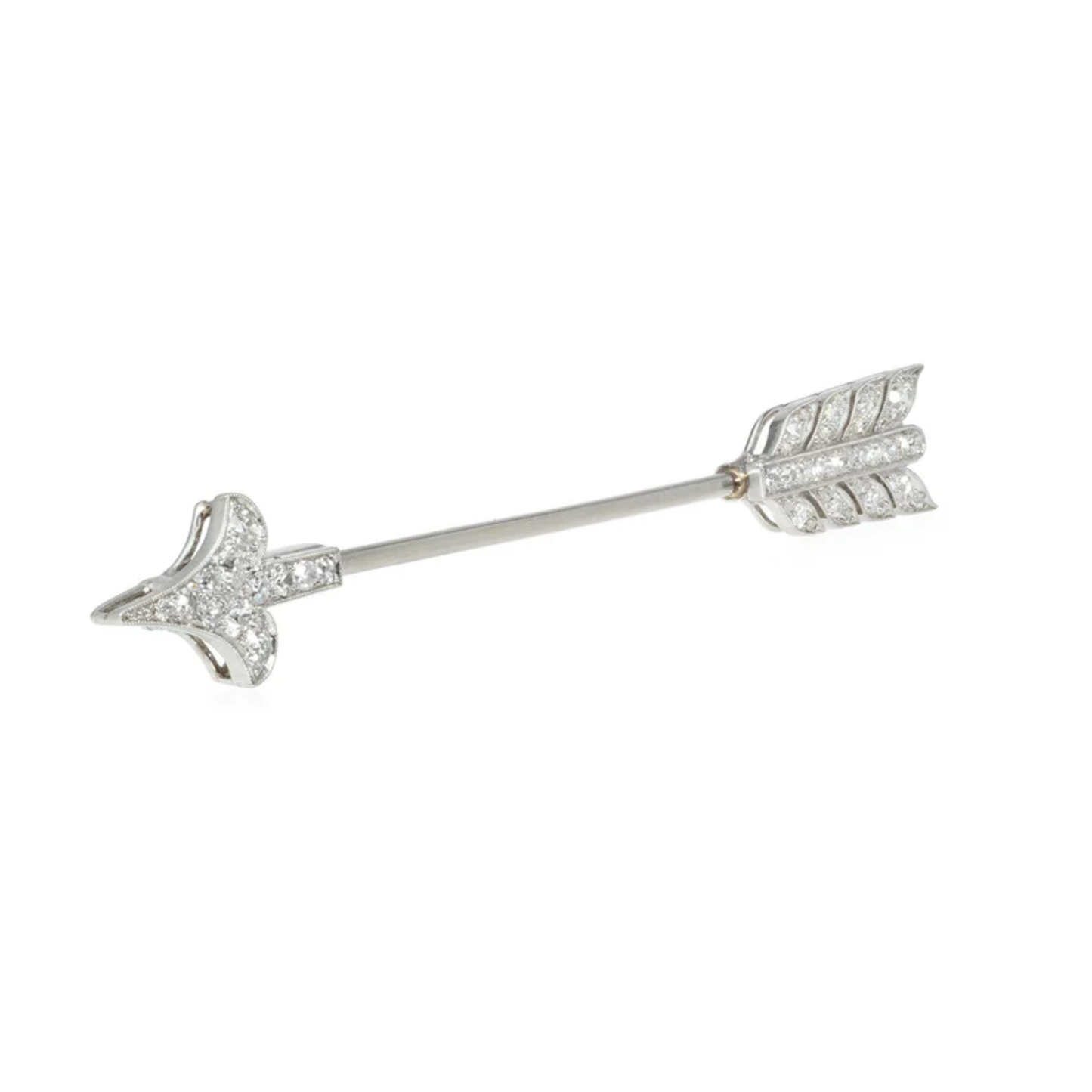 Cartier Art Deco Platinum & 18KT Yellow Gold Diamond Arrow Brooch front