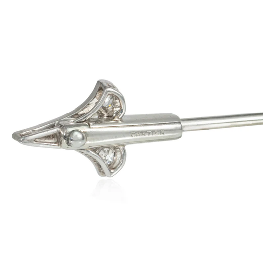 Cartier Art Deco Platinum & 18KT Yellow Gold Diamond Arrow Brooch signature