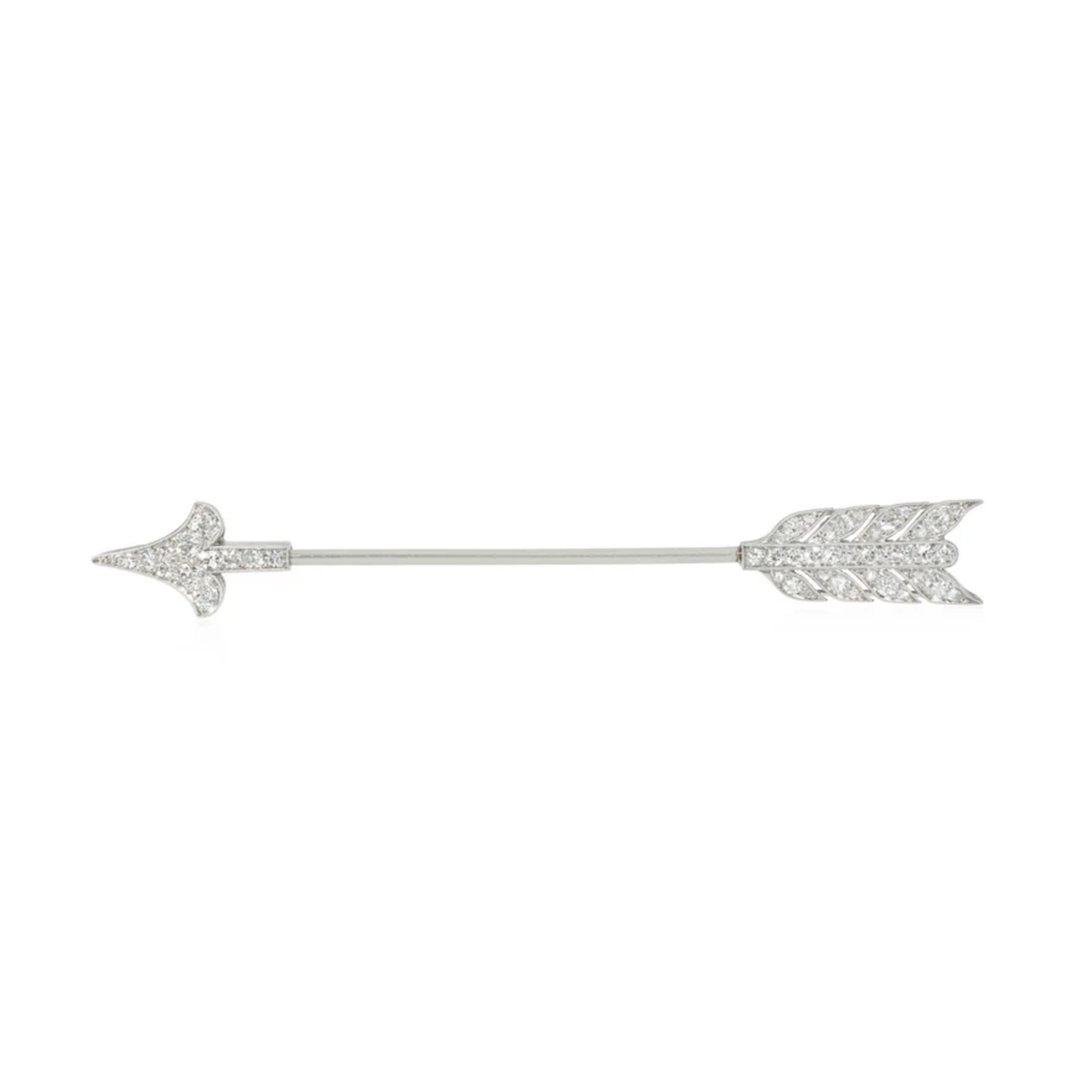 Cartier Art Deco Platinum & 18KT Yellow Gold Diamond Arrow Brooch front