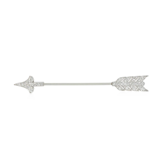 Cartier Art Deco Platinum & 18KT Yellow Gold Diamond Arrow Brooch front