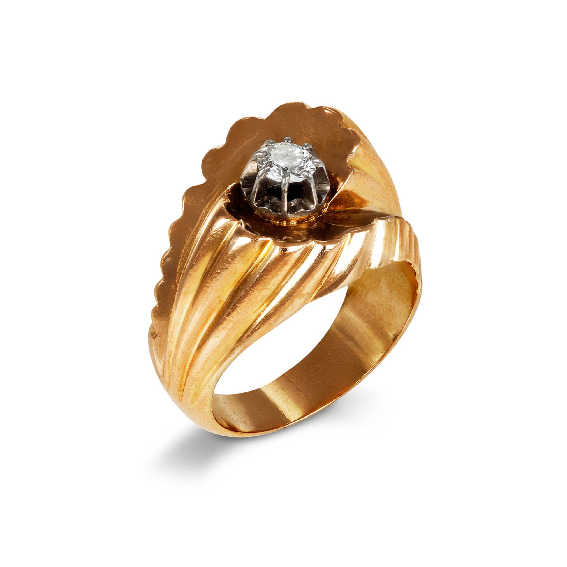 1940s 18KT Rose Gold Diamond Ring profile
