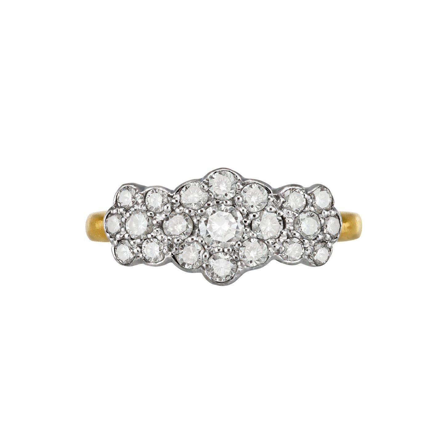 1940s 18KT Yellow Gold Diamond Ring front