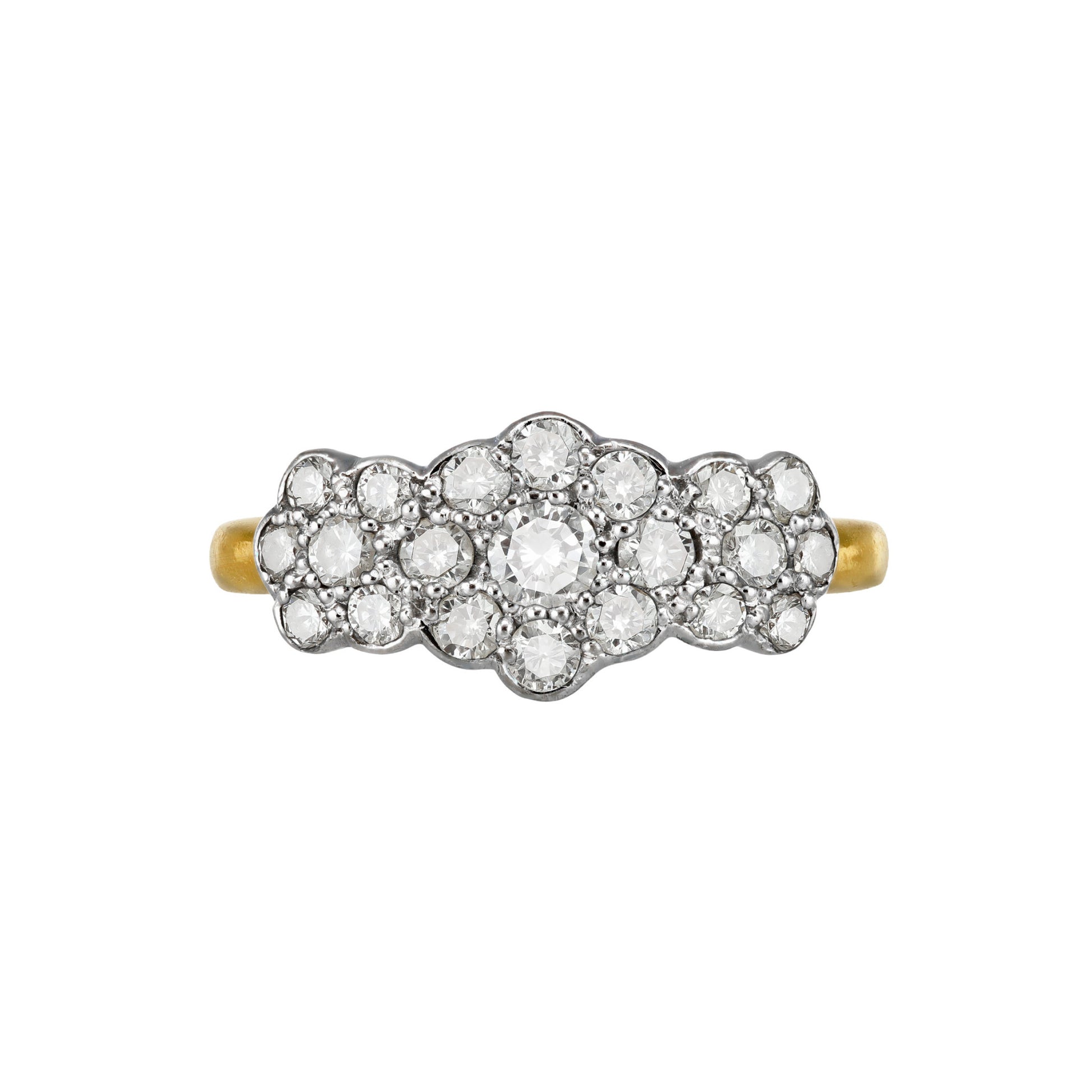 1940s 18KT Yellow Gold Diamond Ring front