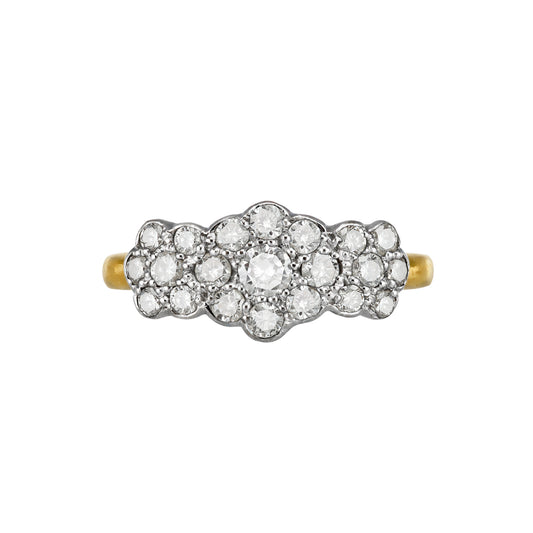 1940s 18KT Yellow Gold Diamond Ring front