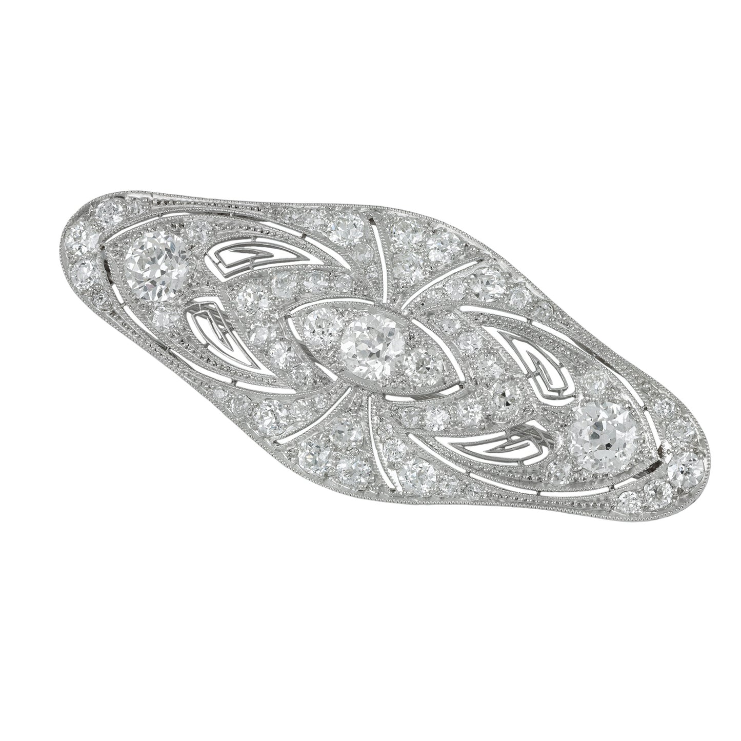Marcus & Co. American Edwardian Platinum Diamond Brooch front