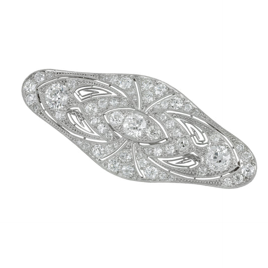 Marcus & Co. American Edwardian Platinum Diamond Brooch front