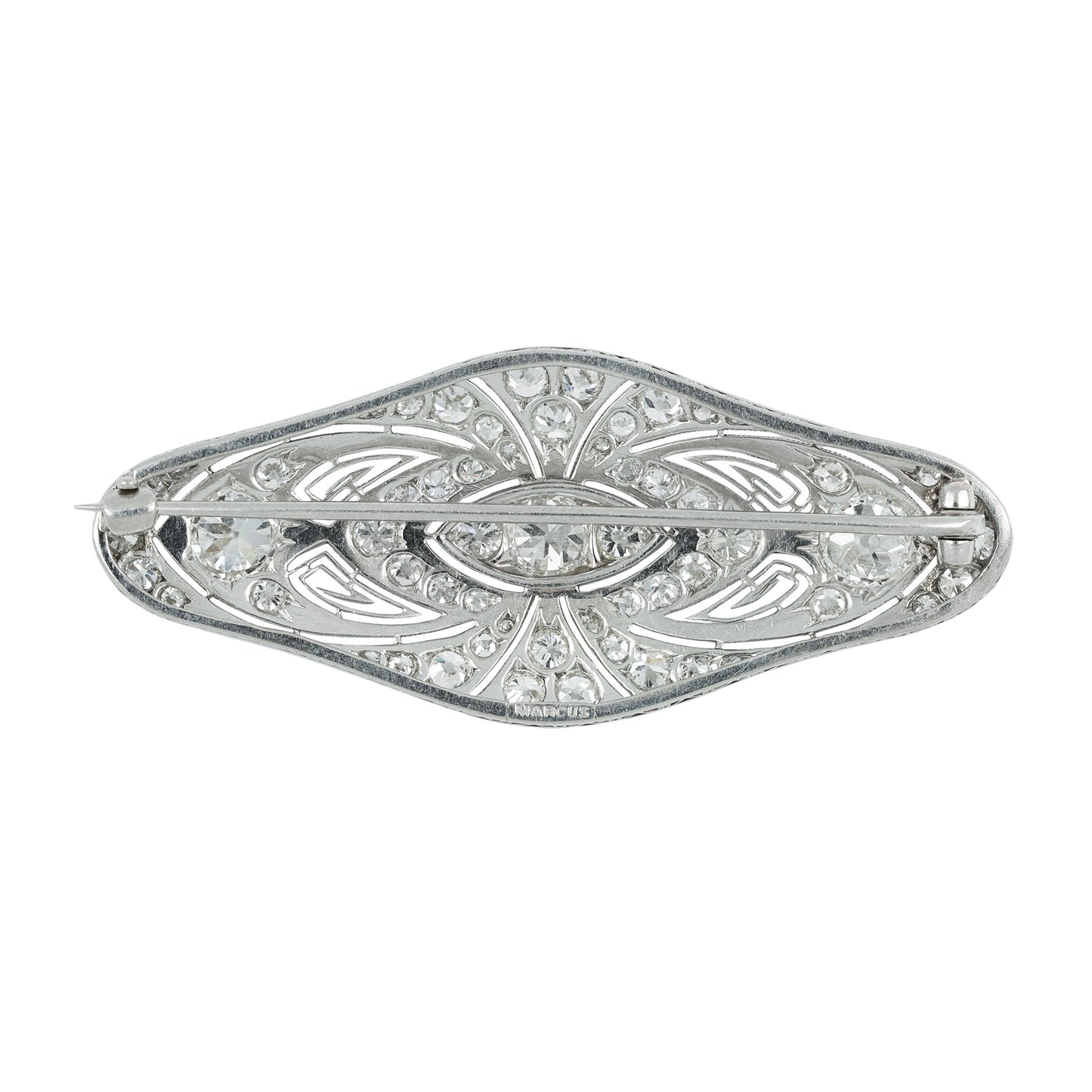 Marcus & Co. American Edwardian Platinum Diamond Broochback
