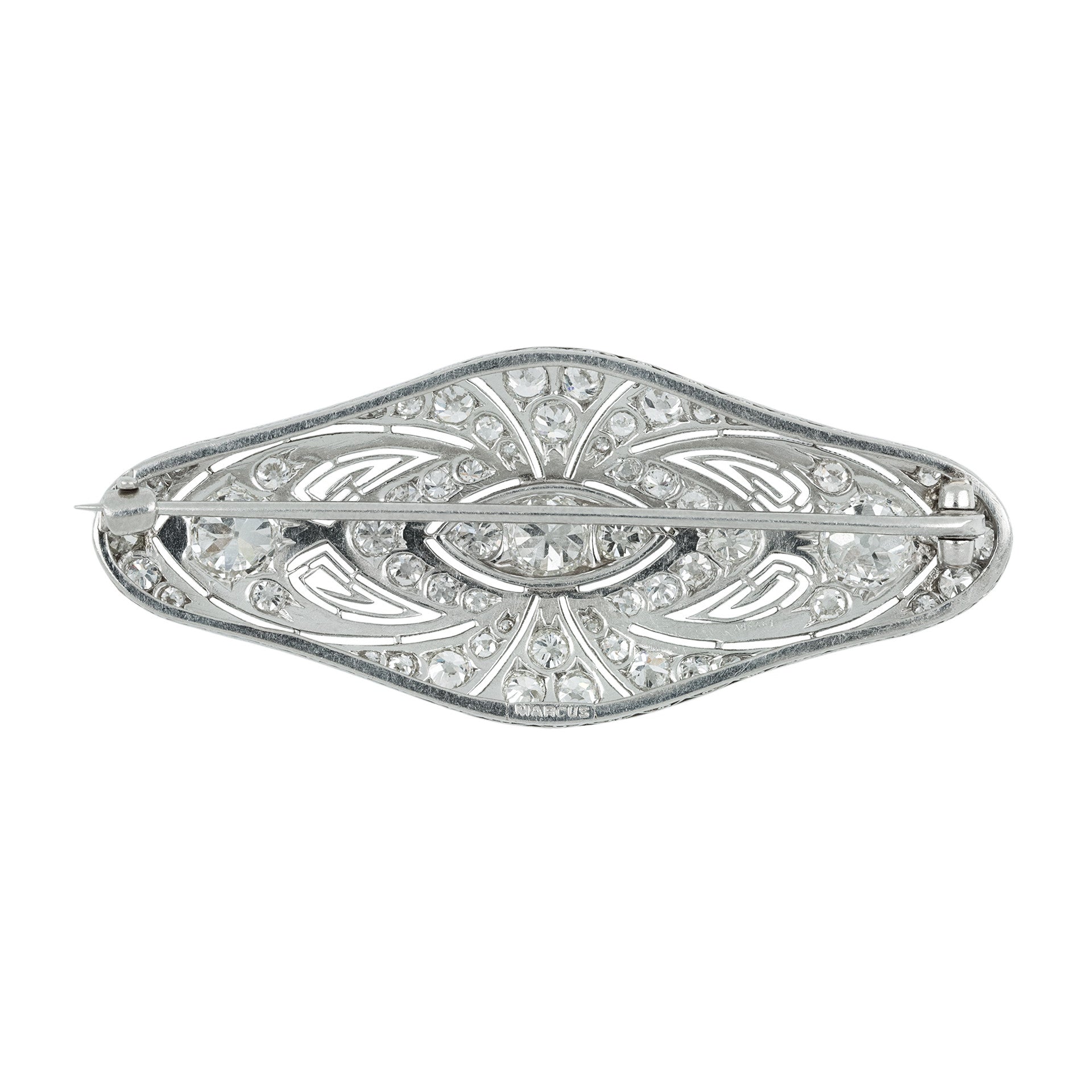 Marcus & Co. American Edwardian Platinum Diamond Broochback