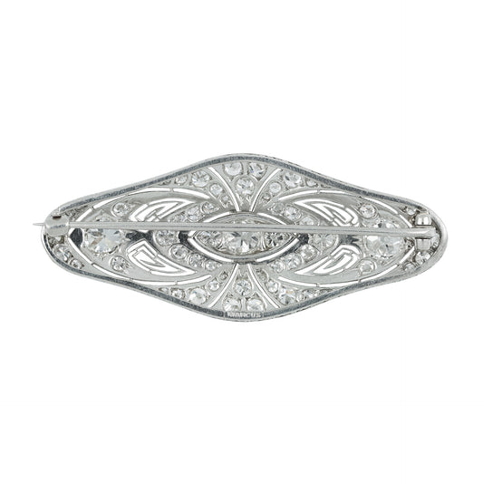 Marcus & Co. American Edwardian Platinum Diamond Broochback