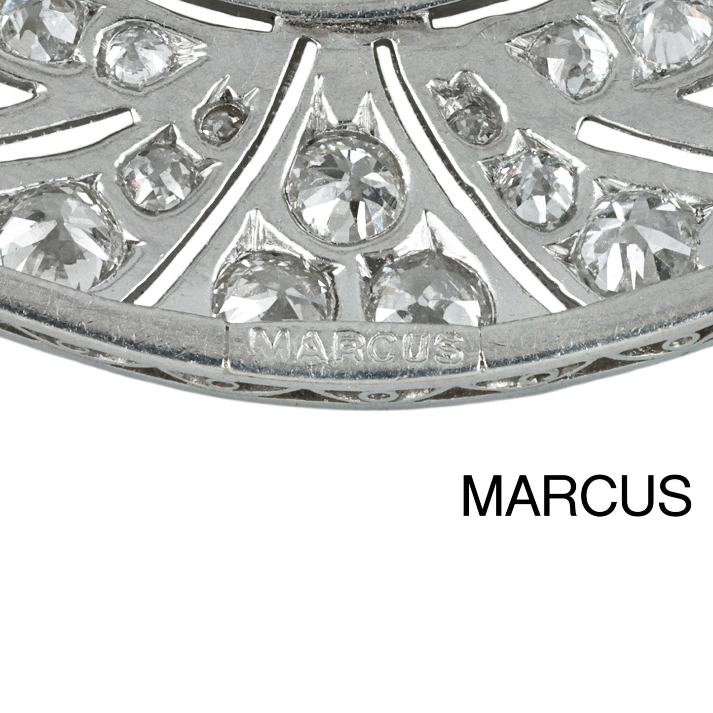Marcus & Co. American Edwardian Platinum Diamond Brooch signature