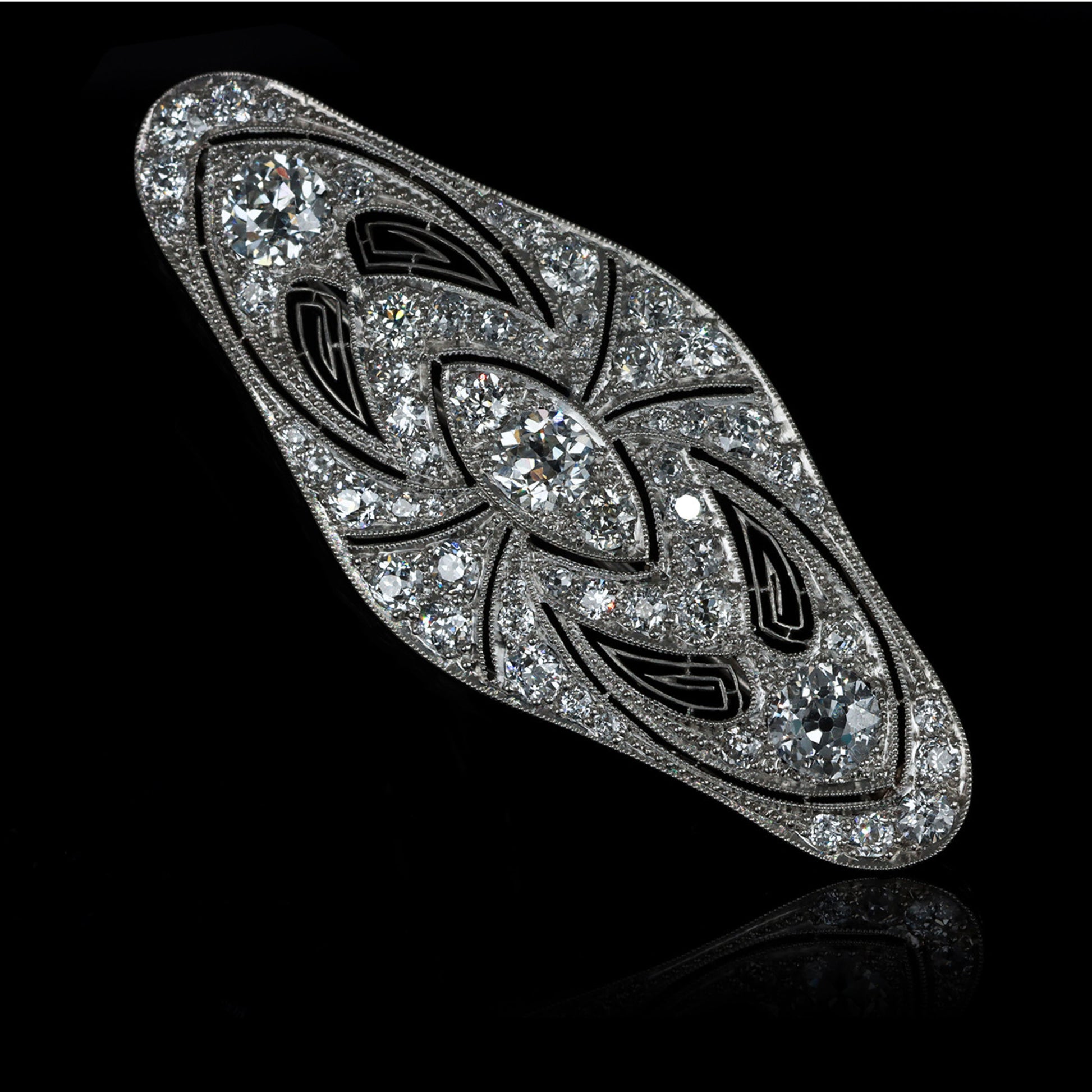Marcus & Co. American Edwardian Platinum Diamond Brooch front