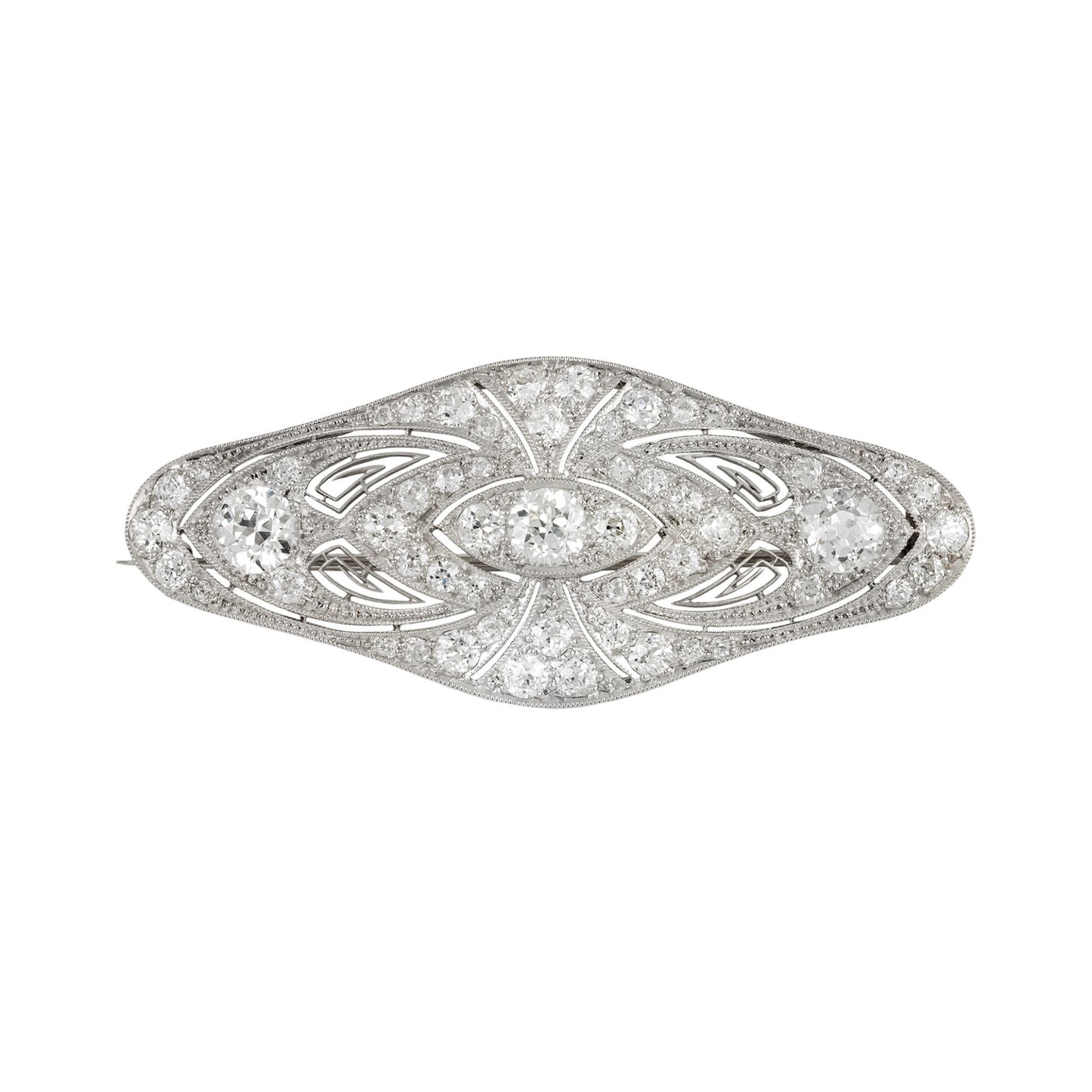 Marcus & Co. American Edwardian Platinum Diamond Brooch front